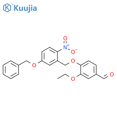 Benzaldehyde, 3-ethoxy-4-[[2-nitro-5-(phenylmethoxy)phenyl]methoxy]- structure
