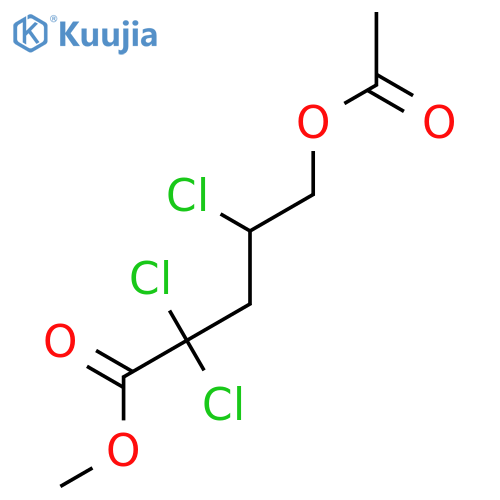 Pentanoic acid, 5-(acetyloxy)-2,2,4-trichloro-, methyl ester structure