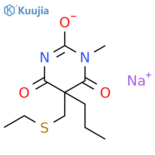 sodium 5-[(ethylsulfanyl)methyl]-1-methyl-4,6-dioxo-5-propyl-1,4,5,6-tetrahydropyrimidin-2-olate structure