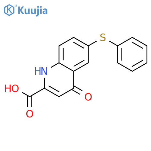 2-Quinolinecarboxylic acid, 1,4-dihydro-4-oxo-6-(phenylthio)- structure