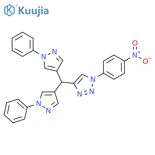 1H-1,2,3-Triazole,4-[bis(1-phenyl-1H-pyrazol-4-yl)methyl]-1-(4-nitrophenyl)- structure