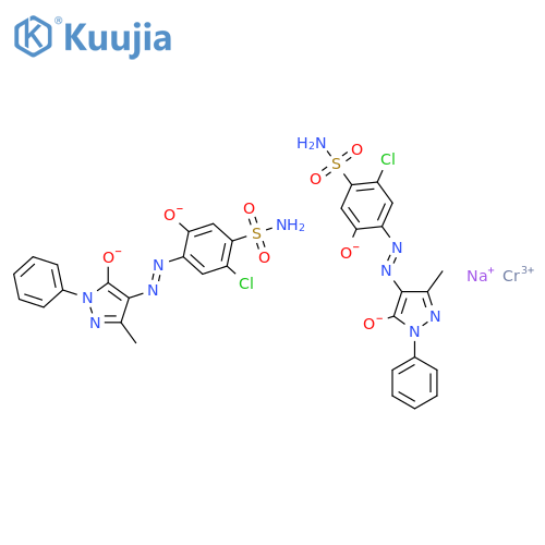 sodium bis[2-chloro-4-[(4,5-dihydro-3-methyl-5-oxo-1-phenyl-1H-pyrazol-4-yl)azo]-5-hydroxybenzenesulphonamidato(2-)]chromate(1-) structure