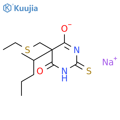 sodium 5-[(ethylsulfanyl)methyl]-5-(1-methylbutyl)-6-oxo-2-thioxo-1,2,5,6-tetrahydropyrimidin-4-olate structure