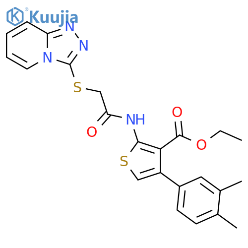 ethyl 4-(3,4-dimethylphenyl)-2-(2-{1,2,4triazolo4,3-apyridin-3-ylsulfanyl}acetamido)thiophene-3-carboxylate structure