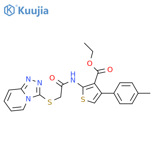 ethyl 4-(4-methylphenyl)-2-(2-{1,2,4triazolo4,3-apyridin-3-ylsulfanyl}acetamido)thiophene-3-carboxylate structure