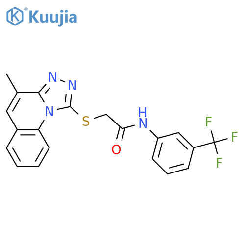 2-({4-methyl-1,2,4triazolo4,3-aquinolin-1-yl}sulfanyl)-N-3-(trifluoromethyl)phenylacetamide structure