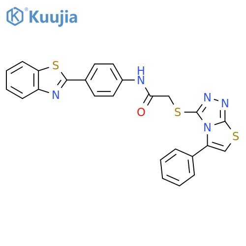 N-4-(1,3-benzothiazol-2-yl)phenyl-2-({5-phenyl-1,2,4triazolo3,4-b1,3thiazol-3-yl}sulfanyl)acetamide structure