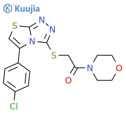 2-{5-(4-chlorophenyl)-1,2,4triazolo3,4-b1,3thiazol-3-ylsulfanyl}-1-(morpholin-4-yl)ethan-1-one structure