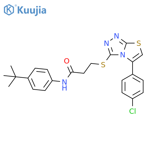 N-(4-tert-butylphenyl)-3-{5-(4-chlorophenyl)-1,2,4triazolo3,4-b1,3thiazol-3-ylsulfanyl}propanamide structure