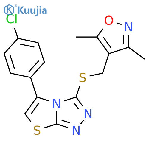 4-({5-(4-chlorophenyl)-1,2,4triazolo3,4-b1,3thiazol-3-ylsulfanyl}methyl)-3,5-dimethyl-1,2-oxazole structure