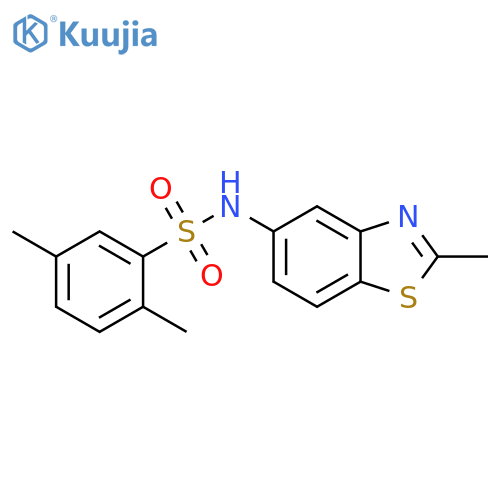 2,5-dimethyl-N-(2-methyl-1,3-benzothiazol-5-yl)benzene-1-sulfonamide structure