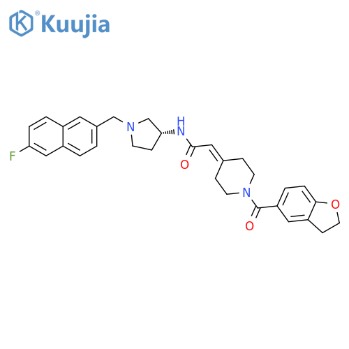 Acetamide,2-[1-[(2,3-dihydro-5-benzofuranyl)carbonyl]-4-piperidinylidene]-N-[(3R)-1-[(6-fluoro-2-naphthalenyl)methyl]-3-pyrrolidinyl]- structure