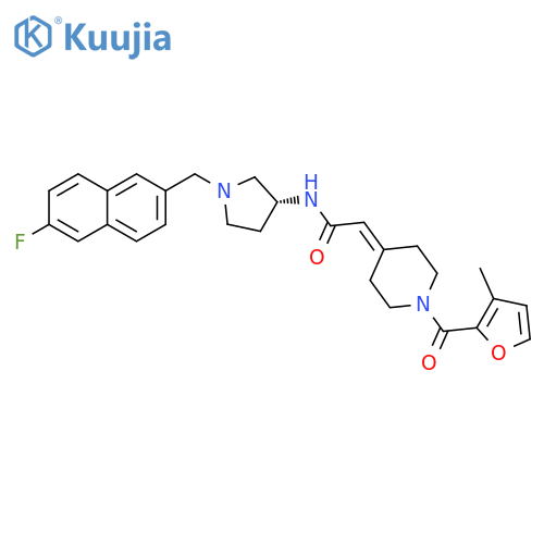 Acetamide,N-[(3R)-1-[(6-fluoro-2-naphthalenyl)methyl]-3-pyrrolidinyl]-2-[1-[(3-methyl-2-furanyl)carbonyl]-4-piperidinylidene]- structure