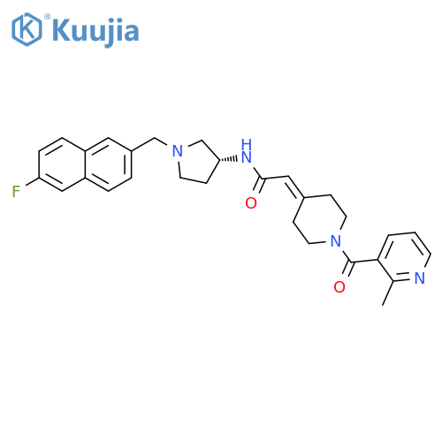 Acetamide,N-[(3R)-1-[(6-fluoro-2-naphthalenyl)methyl]-3-pyrrolidinyl]-2-[1-[(2-methyl-3-pyridinyl)carbonyl]-4-piperidinylidene]- structure