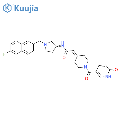 Acetamide,2-[1-[(1,6-dihydro-6-oxo-3-pyridinyl)carbonyl]-4-piperidinylidene]-N-[(3R)-1-[(6-fluoro-2-naphthalenyl)methyl]-3-pyrrolidinyl]- structure