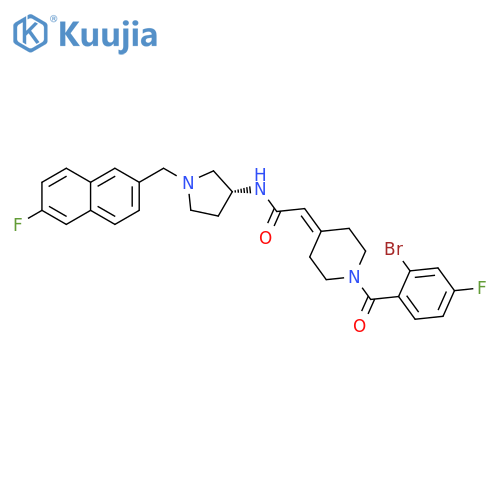 Acetamide,2-[1-(2-bromo-4-fluorobenzoyl)-4-piperidinylidene]-N-[(3R)-1-[(6-fluoro-2-naphthalenyl)methyl]-3-pyrrolidinyl]- structure