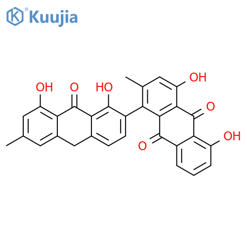 1,1',8,8'-Tetrahydroxy-3,3'-dimethyl-4,7'-bianthracene-9,9',10(10'H)-trione structure