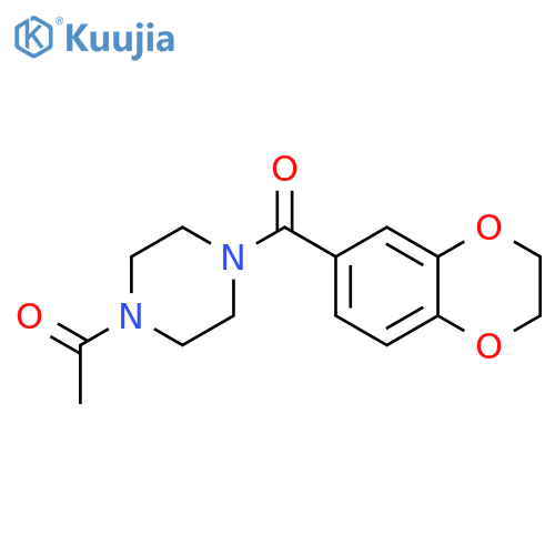 Piperazine, 1-acetyl-4-[(2,3-dihydro-1,4-benzodioxin-6-yl)carbonyl]- structure