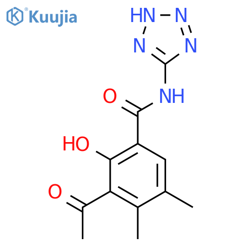Benzamide, 3-acetyl-2-hydroxy-4,5-dimethyl-N-1H-tetrazol-5-yl- structure