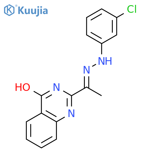 Ethanone, 1-(4-hydroxy-2-quinazolinyl)-, (3-chlorophenyl)hydrazone structure
