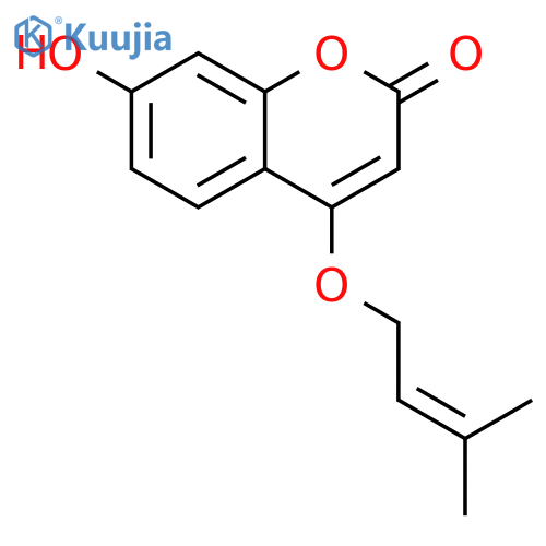 2H-1-BENZOPYRAN-2-ONE, 7-HYDROXY-4-[(3-METHYL-2-BUTENYL)OXY]- structure
