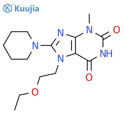 7-(2-ethoxyethyl)-3-methyl-8-(piperidin-1-yl)-2,3,6,7-tetrahydro-1H-purine-2,6-dione structure