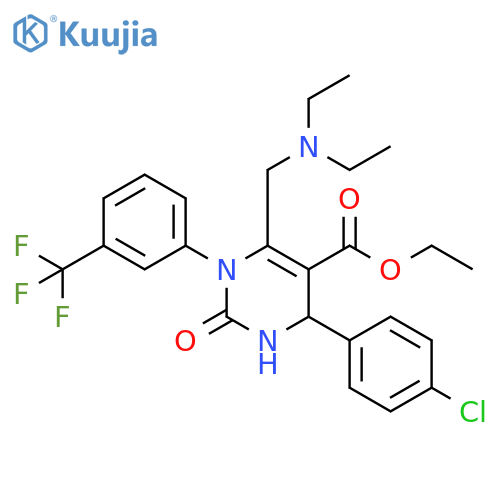5-Pyrimidinecarboxylic acid,4-(4-chlorophenyl)-6-[(diethylamino)methyl]-1,2,3,4-tetrahydro-2-oxo-1-[3-(trifluoromethyl)phenyl]-, ethyl ester structure