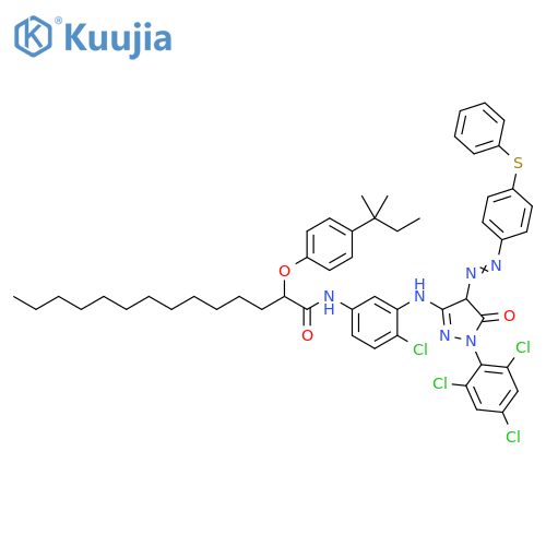 Tetradecanamide,N-[4-chloro-3-[[4,5-dihydro-5-oxo-4-[[4-(phenylthio)phenyl]azo]-1-(2,4,6-trichlorophenyl)-1H-pyrazol-3-yl]amino]phenyl]-2-[4-(1,1-dimethylpropyl)phenoxy]- structure