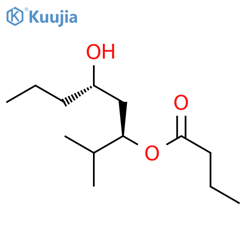 Butanoic acid, (1R,3S)-3-hydroxy-1-(1-methylethyl)hexyl ester, rel- structure