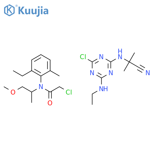 2-chloro-N-(2-ethyl-6-methylphenyl)-N-(2-methoxy-1-methylethyl)acetamide - 2-{[4-chloro-6-(ethylamino)-1,3,5-triazin-2-yl]amino}-2-methylpropanenitrile (1:1) structure