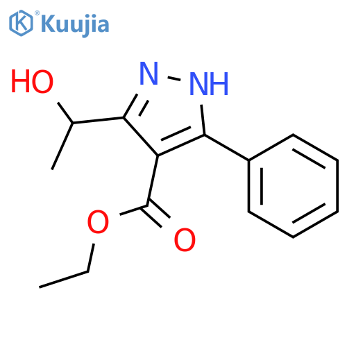 1H-PYRAZOLE-4-CARBOXYLIC ACID, 3-(1-HYDROXYETHYL)-5-PHENYL-, ETHYL ESTER structure