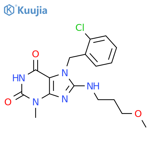 7-(2-chlorophenyl)methyl-8-(3-methoxypropyl)amino-3-methyl-2,3,6,7-tetrahydro-1H-purine-2,6-dione structure
