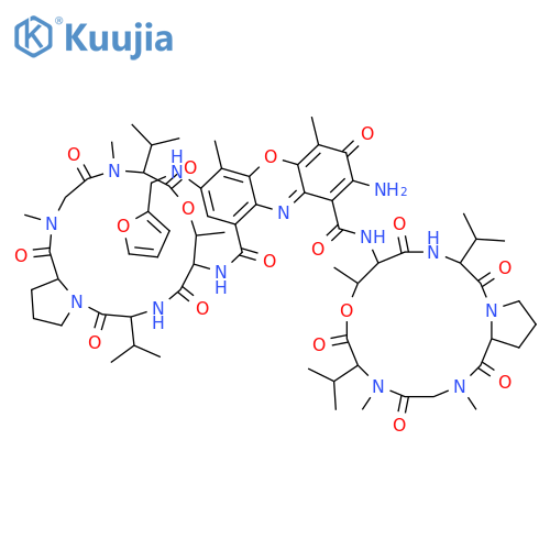 2-amino-7-[(furan-2-ylmethyl)amino]-4,6-dimethyl-3-oxo-N,N'-bis[2,5,9-trimethyl-1,4,7,11,14-pentaoxo-6,13-di(propan-2-yl)hexadecahydro-1H-pyrrolo[2,1-i][1,4,7,10,13]oxatetraazacyclohexadecin-10-yl]-3H-phenoxazine-1,9-dicarboxamide structure