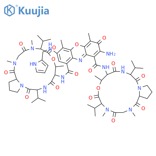2-amino-4,6-dimethyl-3-oxo-7-[(1H-pyrrol-2-ylmethyl)amino]-N,N'-bis[2,5,9-trimethyl-1,4,7,11,14-pentaoxo-6,13-di(propan-2-yl)hexadecahydro-1H-pyrrolo[2,1-i][1,4,7,10,13]oxatetraazacyclohexadecin-10-yl]-3H-phenoxazine-1,9-dicarboxamide structure
