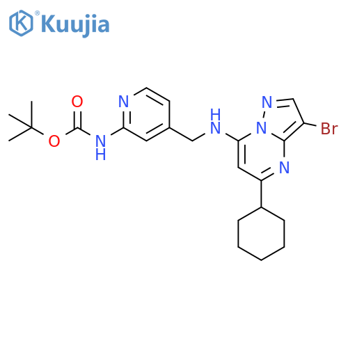 Carbamic acid,[4-[[(3-bromo-5-cyclohexylpyrazolo[1,5-a]pyrimidin-7-yl)amino]methyl]-2-pyridinyl]-, 1,1-dimethylethyl ester structure