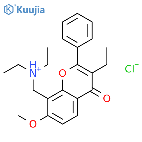 N-ethyl-N-[(3-ethyl-7-methoxy-4-oxo-2-phenyl-4H-chromen-8-yl)methyl]ethanaminium chloride structure
