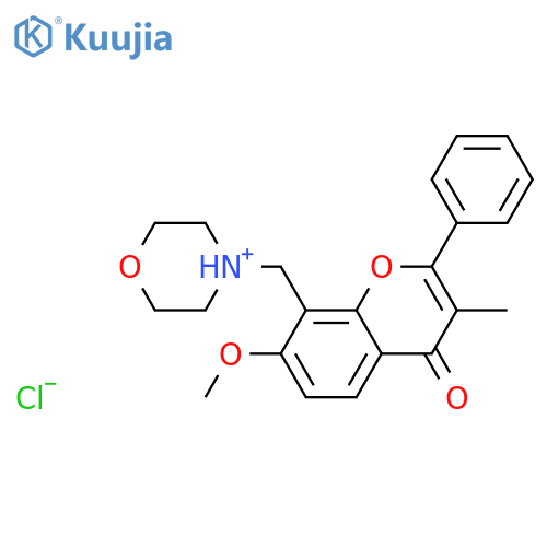 4-[(7-methoxy-3-methyl-4-oxo-2-phenyl-4H-chromen-8-yl)methyl]morpholin-4-ium chloride structure