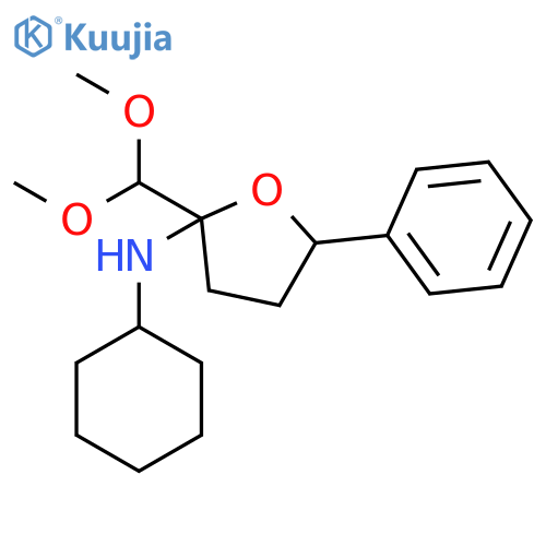 2-Furanamine, N-cyclohexyl-2-(dimethoxymethyl)tetrahydro-5-phenyl- structure