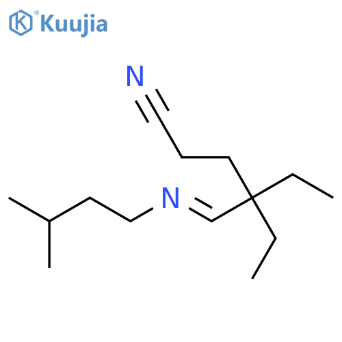 HEXANENITRILE, 4-ETHYL-4-[[(3-METHYLBUTYL)IMINO]METHYL]- structure
