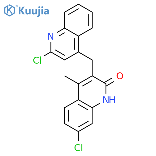 2(1H)-Quinolinone, 7-chloro-3-[(2-chloro-4-quinolinyl)methyl]-4-methyl- structure