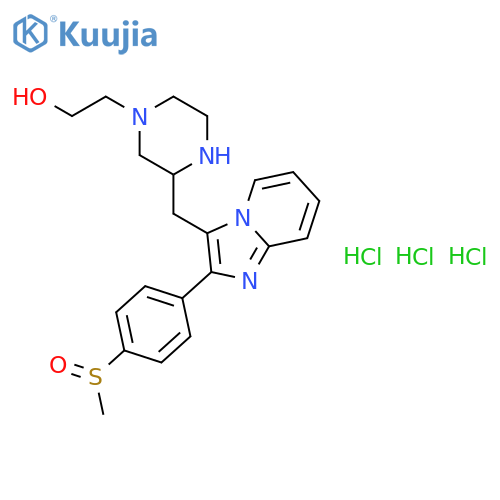 2-[3-({2-[4-(methylsulfinyl)phenyl]imidazo[1,2-a]pyridin-3-yl}methyl)piperazin-1-yl]ethanol trihydrochloride structure