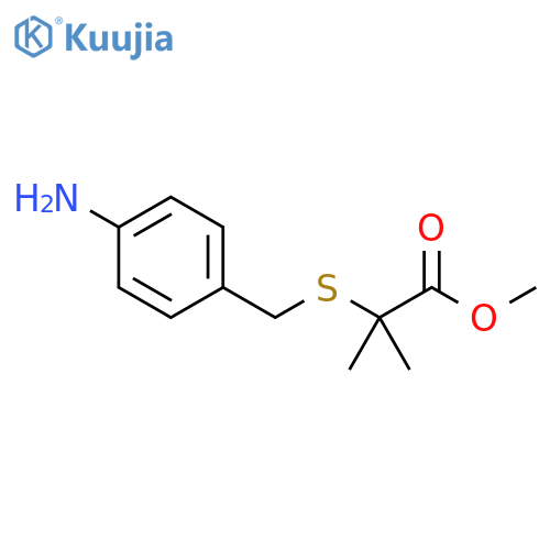 Propanoic acid, 2-[[(4-aminophenyl)methyl]thio]-2-methyl-, methyl ester structure