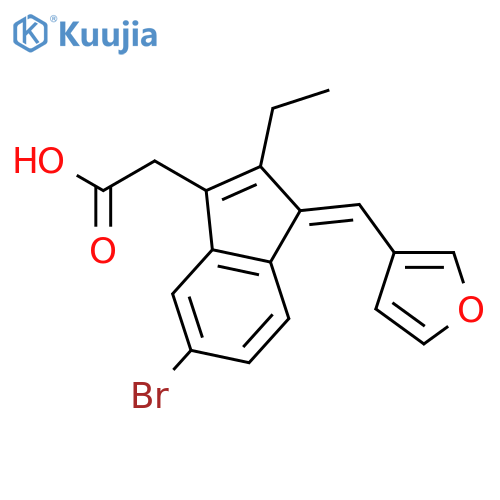 1H-Indene-3-acetic acid, 5-bromo-2-ethyl-1-(3-furanylmethylene)- structure