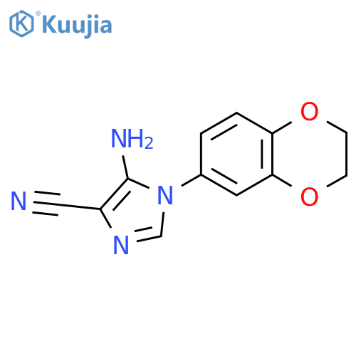 5-amino-1-(2,3-dihydro-1,4-benzodioxin-6-yl)-1H-imidazole-4-carbonitrile structure
