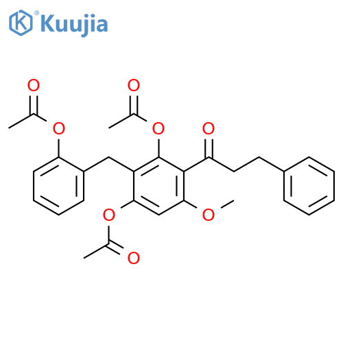 1-Propanone, 1-[2,4-bis(acetyloxy)-3-[[2-(acetyloxy)phenyl]methyl]-6-methoxyphenyl]-3-phenyl- structure