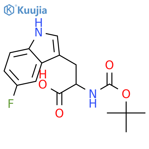 2-(tert-butoxycarbonylamino)-3-(5-fluoro-1H-indol-3-yl)propanoic acid structure