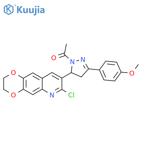 1-(5-{7-chloro-2H,3H-1,4dioxino2,3-gquinolin-8-yl}-3-(4-methoxyphenyl)-4,5-dihydro-1H-pyrazol-1-yl)ethan-1-one structure