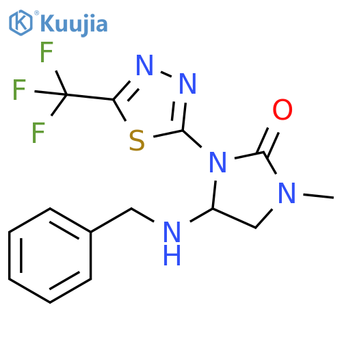 2-Imidazolidinone,1-methyl-4-[(phenylmethyl)amino]-3-[5-(trifluoromethyl)-1,3,4-thiadiazol-2-yl]- structure
