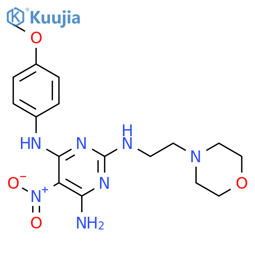 N4-(4-methoxyphenyl)-N2-2-(morpholin-4-yl)ethyl-5-nitropyrimidine-2,4,6-triamine structure