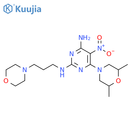 6-(2,6-dimethylmorpholin-4-yl)-N2-3-(morpholin-4-yl)propyl-5-nitropyrimidine-2,4-diamine structure